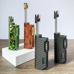 JOBON Metal Outdoor Windproof Butane Gas Cigar Lighter with Retractable Rod Ignition Sparkling Gun Kitchen Camping Men's Tool 3